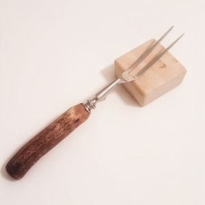 Antique food carving fork. Antler handle.